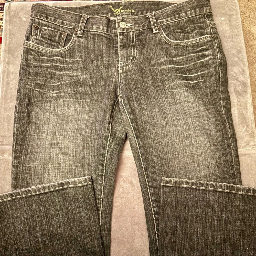 Bebe Bootcut Jeans Size 30 Distressed Black Denim Women’s